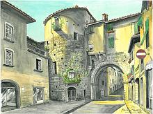 Porta dei borghi a Lucca - silvia diana - China e acquerello - 250€