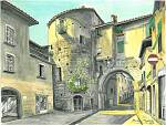 Porta dei borghi a Lucca - silvia diana - China e acquerello - 250 euro