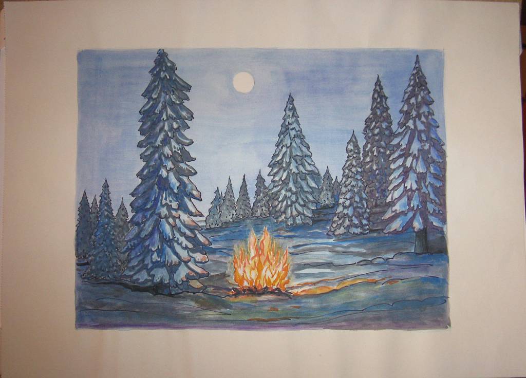 Arctic Night - silvia diana - Watercolor - 200 €