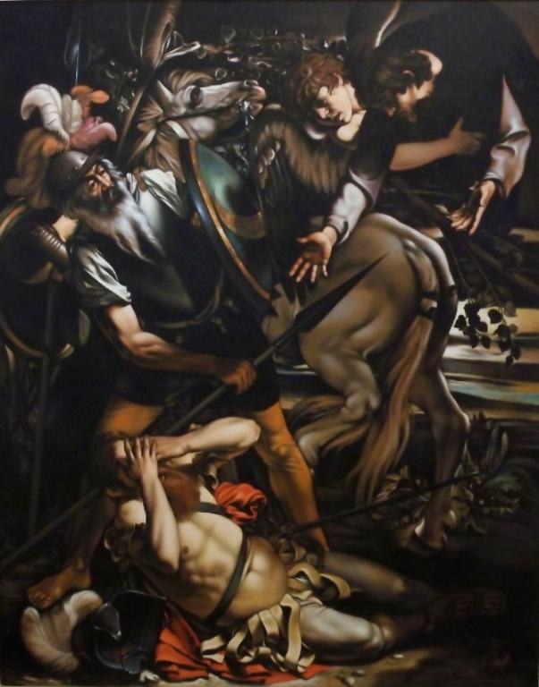 Copia d'autore da Caravaggio: Conversione di San Paolo - Salvatore Ruggeri - Olio