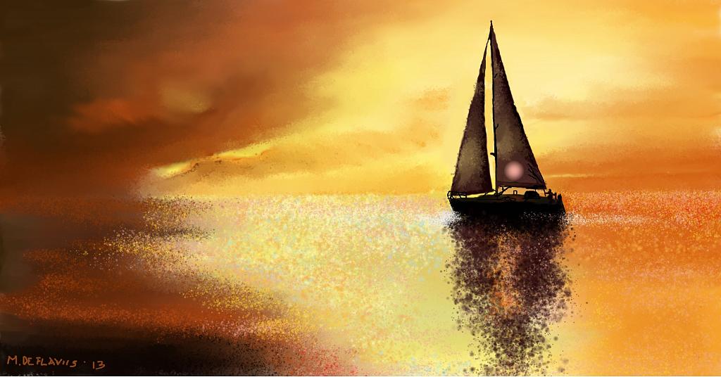 Barca solitaria - Michele De Flaviis - Digital Art