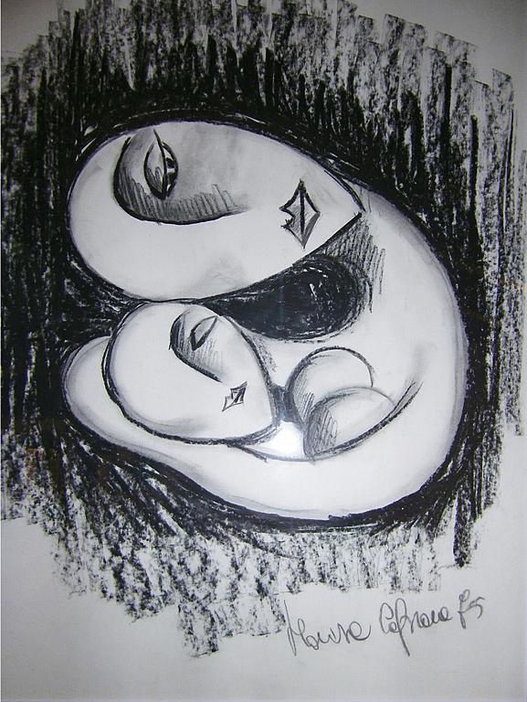 mamma con bambino - Marisa Caprara - Carboncino