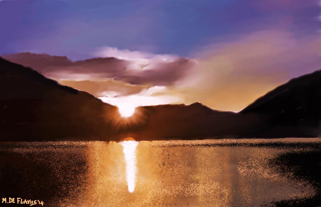 Lago di Scanno al tramonto - Michele De Flaviis - Digital Art