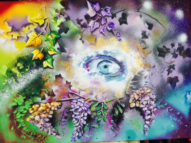visione universale - Svetlana Smyshlyayaeva - gesso leggero, olio su tela, acrilici, spray artistico, rilievo - 400 €