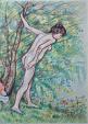 Donna nuda nel bosco - Pietro Dell Aversana - Pastelli - 110€