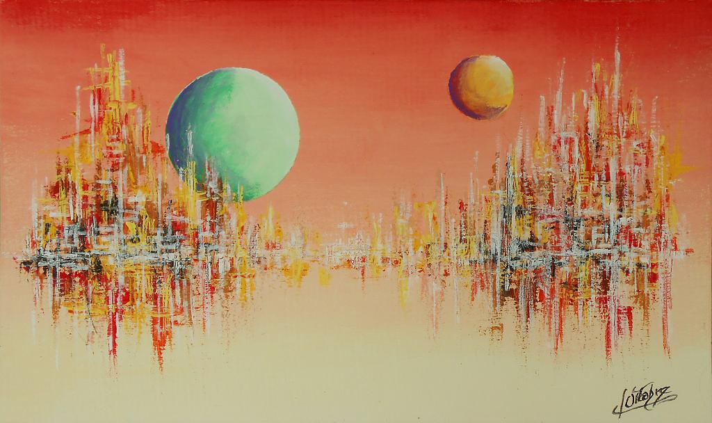sunset on the alien city - francesco ottobre - Acrylic - 120 €