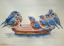 BlueBirds - Ruzanna Scaglione Khalatyan - Watercolor