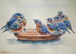 Uccelli Blu - Ruzanna Scaglione Khalatyan - Acquerello