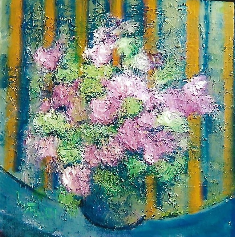 vaso di fiori rosa - mario fanconi - Olio