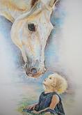 Baby and horse - Ruzanna Scaglione Khalatyan - Pastels