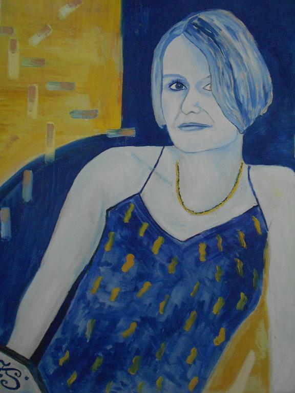 La giovane donna nel blu - Andrea  Schimboeck  - Olio