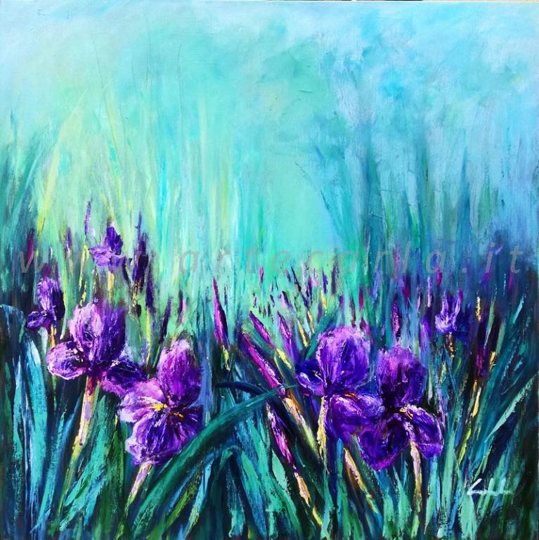 Everything is magic or nothing. irises in the enchantment - Carla Colombo - Oil - 520 €