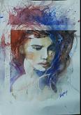 Face in frame - SILVIA RIDOLFI - Watercolor - 140€