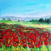 A sea of red poppies  - Carla Colombo - Oil - €