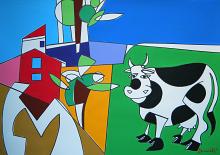 Paesaggio con la mucca - Gabriele Donelli - Acrilico
