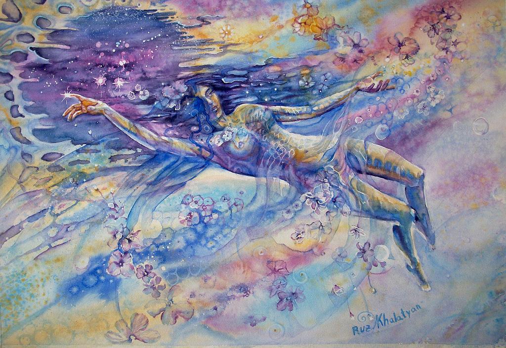 Come fly with me  - Ruzanna Scaglione Khalatyan - Watercolor