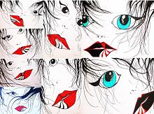  9 - series mouth eyes  - Carla Colombo - felt-tip pen, pen stroke, ballpoint pen - 35€