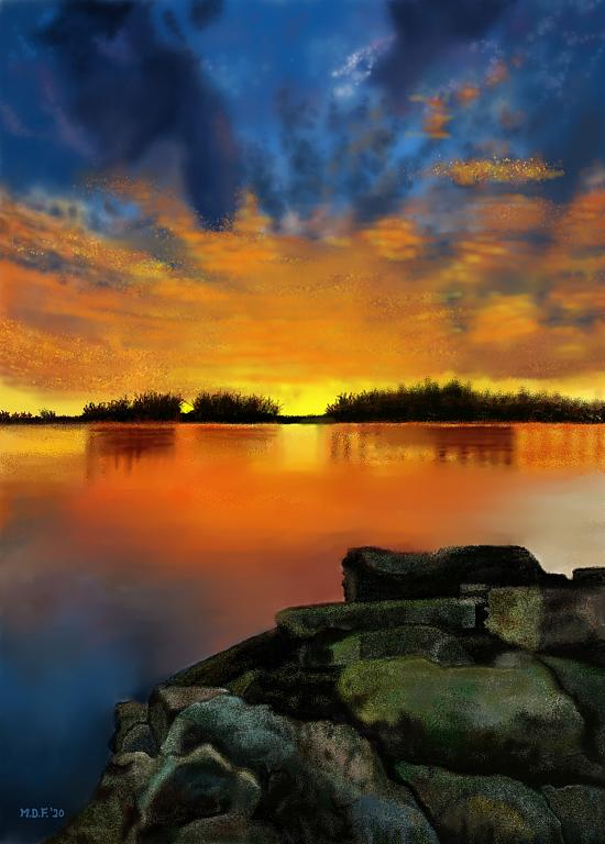 Scogli al tramonto - Michele De Flaviis - Digital Art