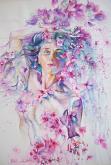 Dressed in flowers or pink dream - Ruzanna Scaglione Khalatyan - Watercolor