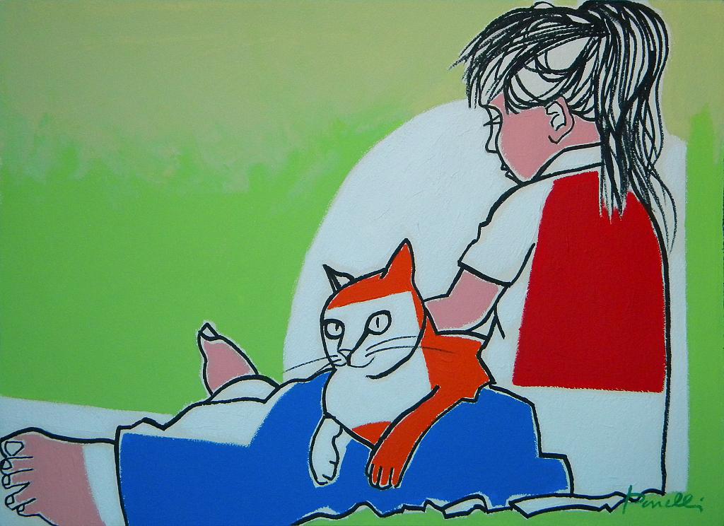 Bambina con il gatto - Gabriele Donelli - Acrilico - 1200 €