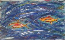 Fish in the sea - Girolamo Peralta - Oil - acrylic - Stucco - 220€