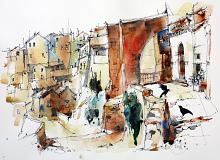 CROWS IN MATERA - Guido Ferrari - Watercolor - 230€