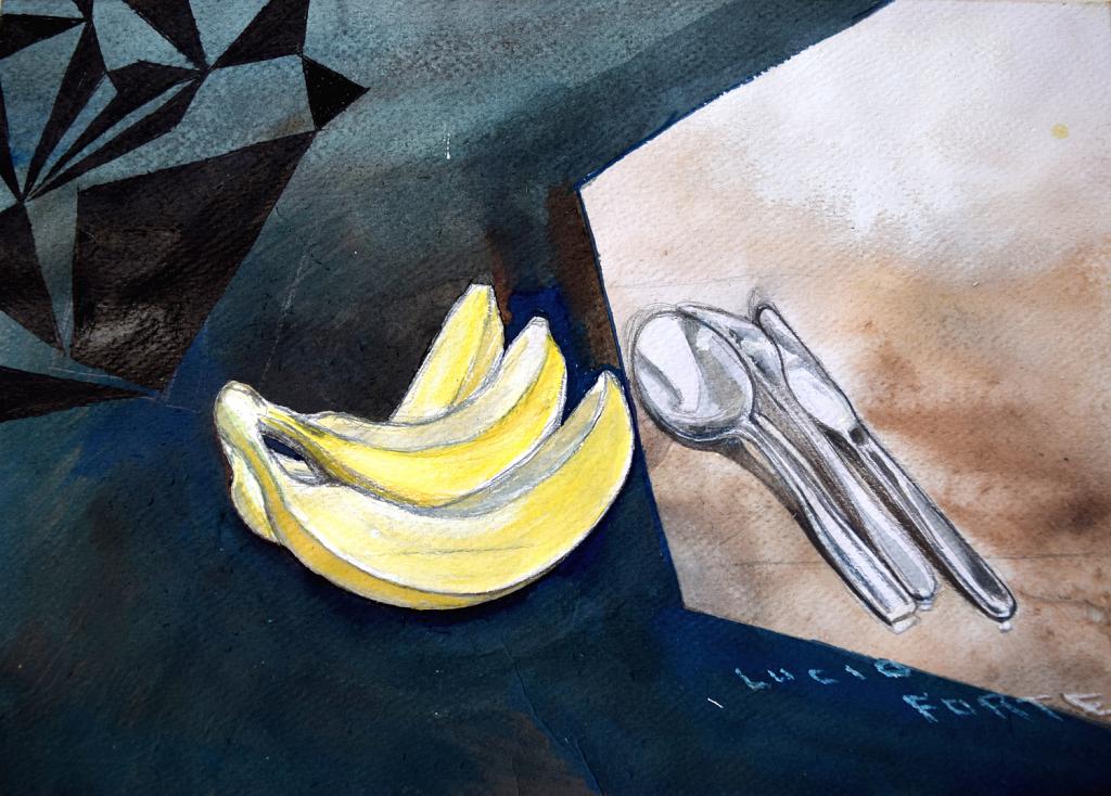 Bananas - Lucio Forte - Acquerello, china, matite e acrilico su carta - 98 €
