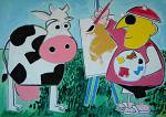 Il pittore e la mucca - Gabriele Donelli - Tempera - 1600€