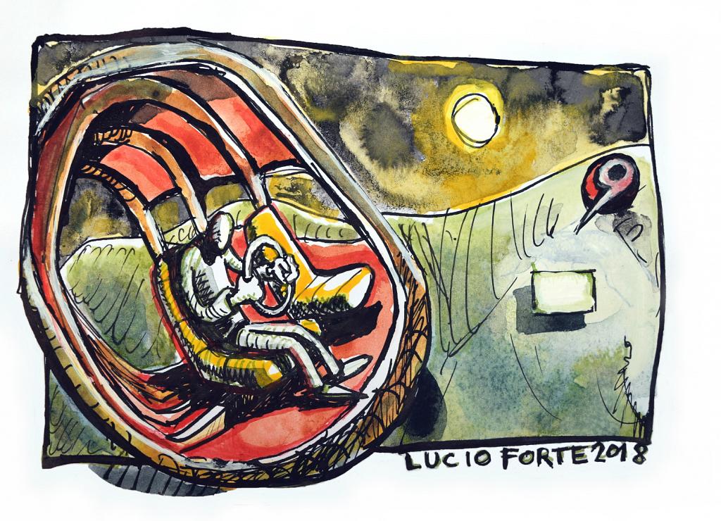 Oniric - Lucio Forte - Acquerello, china e acrilico su carta
