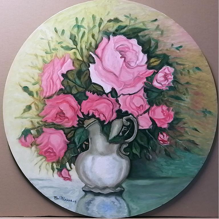 Vase with roses - Pietro Dell'Aversana - Oil