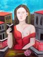 Woman reading - Andrea Corradi - Oil pastel