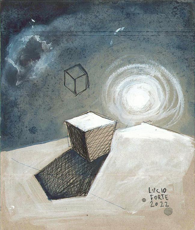 Cube 22 - Lucio Forte - Gel pen, acrilico ed acquerello su cartoncino - 60 €