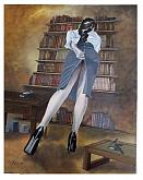 37-O22 - THE LIBRARY - RINO LANZO - Oil - Sold!