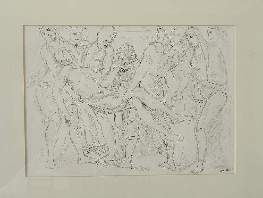 artistic reproduction Bourgeois Deposition by Raphael - Pino Arco - Pencil drawing on cardboard - 150 €